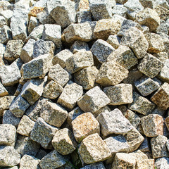Pile stone background of mineral  gray stone. Abstract texture. Square.