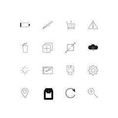 Interface simple linear icons set. Outlined vector icons