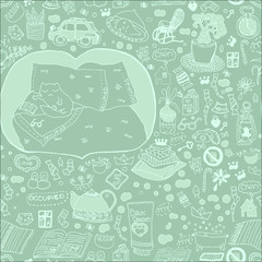 Cartoon hand-drawn doodles seamless vector