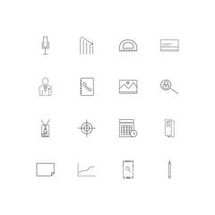 Office simple linear icons set. Outlined vector icons