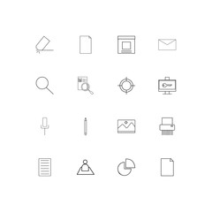 Office simple linear icons set. Outlined vector icons