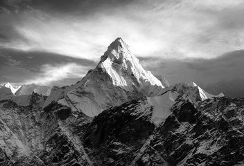 Mount Ama Dablam within clouds