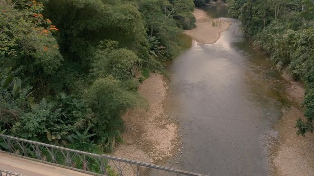 Brücke über Fluss im Regenwald
