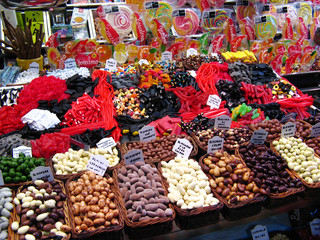 Sweets and dried fruits in the market