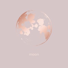 Moon. Hand drawing. Vector illustration with rose gold imitation for design and decoration of covers and business cards