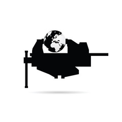 planet earth in clamp illustration