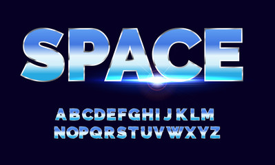 Retro alphabet font. Sci-fi future style.