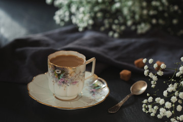Vintage cup of coffee on the table