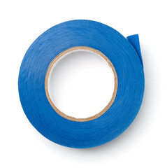 Top view of blue plastic duct tape