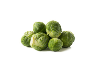 Brussels sprouts cabbage isolated on a white. Brussels sprouts cabbage on a white background. Cabbage with copy space for text.