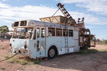 Old bus turned into mining machine
