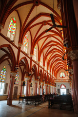 Fototapeta na wymiar Saint Mary's Catholic Cathedral church interior architecture in Madurai