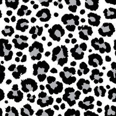 Print repeated, seamless leopard texture black white background