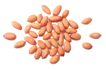 peanuts isolated on white background top view