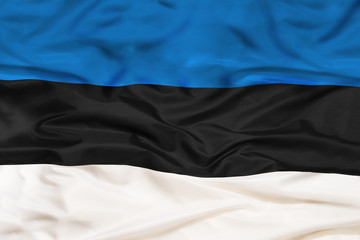 Estonia national flag with waving fabric 