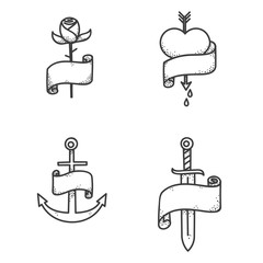 Old school tattoo set