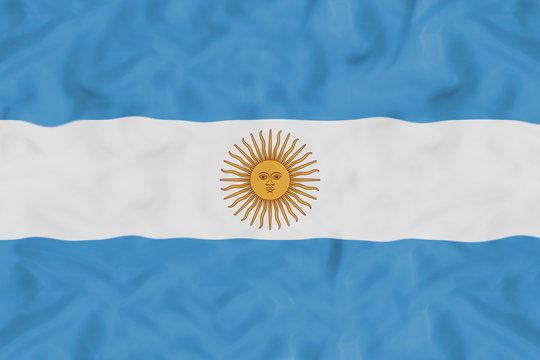 Argentina national flag with waving fabric 