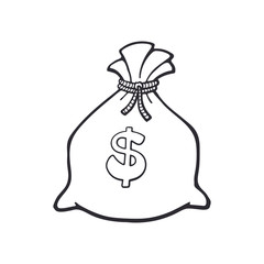 Doodle of bank bag with dollar sign