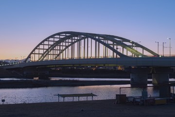 Fototapeta na wymiar Sunset sky and bridge