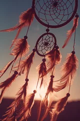 Traumfänger-Sonnenuntergang, Boho-Chic, ethnisches Amulett © mshinkarchuk