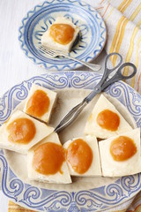 Pie with cream and canned apricots. Pie - 