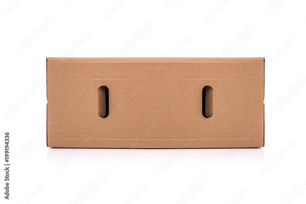 Wall mural Cardboard mail box isolated on a white background.