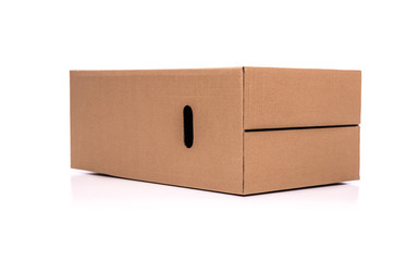 Cardboard mail box isolated on a white background.