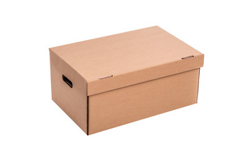 Cardboard mail box isolated on a white background.