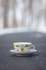 Russian Tea Cup Outdoors in Winter