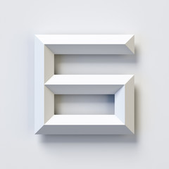 Number 6, square three dimensional font, white, simple, geometric, casting shadow on the background wall, 3d rendering