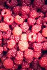 Summer vintage raspberry harvest background    