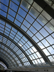 sky and clouds through the glass roof