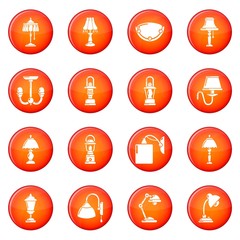 Lamp icons set red vector