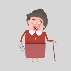 Very old lady holding a stick and glasses.
Isolate. Easy background remove. Easy color change. Easy combine! For custom illustration contact me.