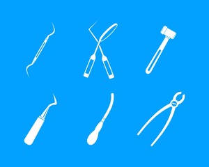 Surgery instrument icon blue set vector