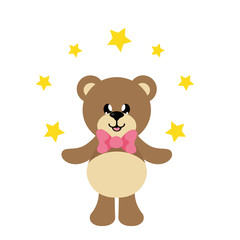 cartoon bear with tie and stars