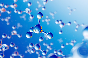 3d illustration of molecule model. Molecular structure at the atomic level. 3d illustration.