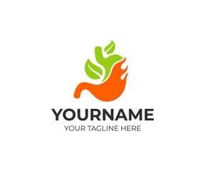 Stomach care and natural treatment with homeopathy, logo template. Internal organ of human, vector design. Health care, medicine and medical, illustration