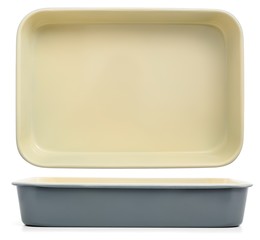 Tray for oven  / Empty baking tray isolated on white background