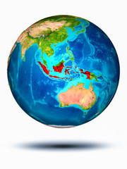 Indonesia on Earth with white background