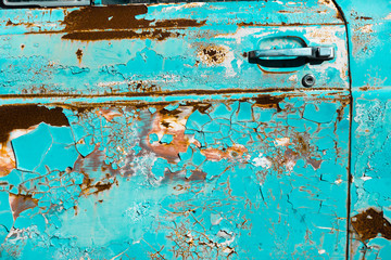 Door handle of rusty car