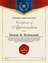 Certificate of Appreciation with laurel wreath and wax seal portrait version