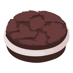 Oreo biscuit icon, isometric style
