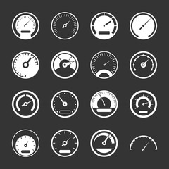 Speedometer icons set grey vector