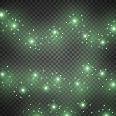 Light glow effect, star bursts, green color