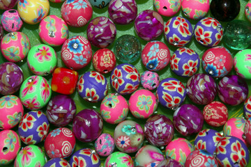 Colored beads. Seed Beads For Jewelry-Making, Closeup. Hobby, Handmade, Fine Arts Concept.Multi-Colored Beads Background.Abstract Colored Background.Colorful Beads. Variety Of Colors Beads.Top View.