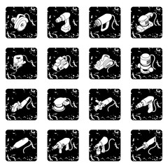 Electric tools icons set grunge vector
