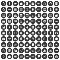 100 deposit icons set black circle