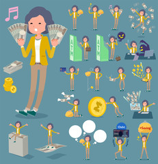 flat type Yellow jacket Middle women_money