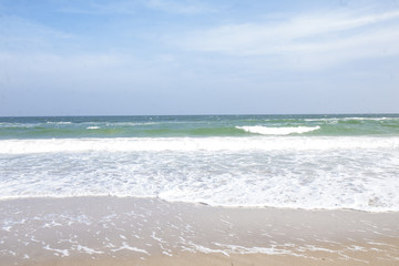 black sea in Odessa, beautiful beach and seagulls